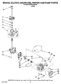 BRAKE, CLUTCH, GEARCASE, MOTOR AND PUMP PARTS Diagram and Parts List for 2DHTW4305TQ0  Whirlpool Washer