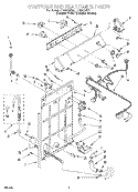 CONTROLS AND REAR PANEL Diagram and Parts List for LLR8233EQ1  Whirlpool Washer