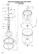AGITATOR, BASKET AND TUB PARTS Diagram and Parts List for 6ALSR7244JQ2  Whirlpool Washer