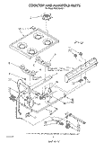 COOKTOP AND MANIFOLD, LIT/OPTIONAL Diagram and Parts List for FGP315VW1  Roper Range