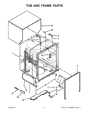 TUB AND FRAME PARTS Diagram and Parts List for WDF530PAYW5  Whirlpool Dishwasher