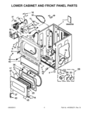 LOWER CABINET AND FRONT PANEL PARTS Diagram and Parts List for CSP2760TQ3  Whirlpool Dryer