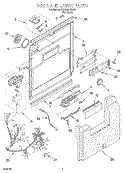 DOOR AND LATCH Diagram and Parts List for KUDS25SHBS1  KitchenAid Dishwasher