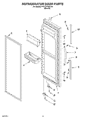 REFRIGERATOR DOOR Diagram and Parts List for 4YED7FHQKT00  Whirlpool Refrigerator