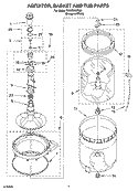AGITATOR, BASKET AND TUB PARTS Diagram and Parts List for TAWS850PQ0  Estate Washer