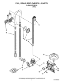 FILL, DRAIN AND OVERFILL PARTS Diagram and Parts List for IUD6100YW0  Whirlpool Dishwasher