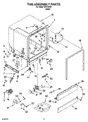 TUB ASSEMBLY PARTS Diagram and Parts List for IRD6750D1  Inglis Dishwasher