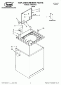 TOP AND CABINET PARTS Diagram and Parts List for RTW4440VQ1  Roper Washer