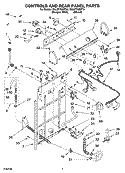 CONTROLS AND REAR PANEL PARTS Diagram and Parts List for 7MLSF7600PQ0  Whirlpool Washer