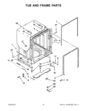 TUB AND FRAME PARTS Diagram and Parts List for KUDE60FXWH5  KitchenAid Dishwasher