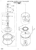 AGITATOR, BASKET AND TUB Diagram and Parts List for LSR6132BW1  Whirlpool Washer