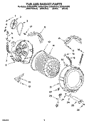 TUB AND BASKET PARTS Diagram and Parts List for GHW9250ML2  Whirlpool Washer