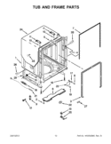 TUB AND FRAME PARTS Diagram and Parts List for BLB14DRANA0  Whirlpool Dishwasher