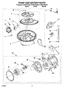 PUMP AND MOTOR PARTS Diagram and Parts List for KUDS01DLWH6  KitchenAid Dishwasher