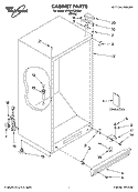 CABINET PARTS Diagram and Parts List for EV161FZRQ00  Whirlpool Freezer