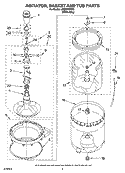 AGITATOR, BASKET AND TUB PARTS Diagram and Parts List for LSB6300PW3  Whirlpool Washer