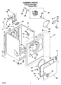 CABINET PARTS Diagram and Parts List for REX6634PQ0  Roper Dryer