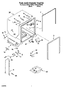 TUB AND FRAME PARTS Diagram and Parts List for KUDC01TMBL6  KitchenAid Dishwasher
