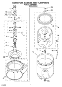 AGITATOR, BASKET AND TUB PARTS Diagram and Parts List for RAS8333RQ0  Roper Washer