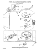 PUMP, WASHARM AND MOTOR PARTS Diagram and Parts List for KUDE40FXSP4  KitchenAid Dishwasher