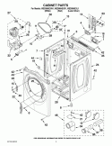 CABINET PARTS Diagram and Parts List for WED95HEXL1  Whirlpool Dryer