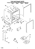 TUB AND FRAME PARTS Diagram and Parts List for KUDP01FLBL5  KitchenAid Dishwasher