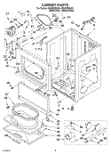 CABINET PARTS Diagram and Parts List for GGQ9800LW1  Whirlpool Dryer