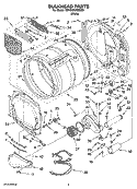 BULKHEAD PARTS Diagram and Parts List for 7MWGD8300SW0  Whirlpool Dryer