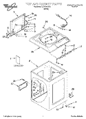 TOP AND CABINET, LITERATURE Diagram and Parts List for LCR7244HQ1  Whirlpool Washer