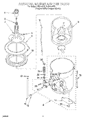 AGITATOR, BASKET AND TUB Diagram and Parts List for LCR7244DQ3  Whirlpool Washer