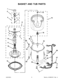 BASKET AND TUB PARTS Diagram and Parts List for 7MWTW1502AW2  Whirlpool Washer