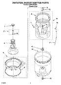 AGITATOR, BASKET AND TUB PARTS Diagram and Parts List for 7MBPL9764PQ0  Whirlpool Washer