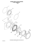 DOOR AND LATCH PARTS Diagram and Parts List for YWFW9151YW00  Whirlpool Washer