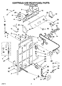 CONTROLS AND REAR PANEL PARTS Diagram and Parts List for 7MLSC9545JQ6  Whirlpool Washer