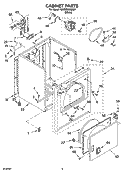 CABINET PARTS Diagram and Parts List for GCEM2990MQ1  Whirlpool Dryer