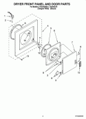 DRYER FRONT PANEL AND DOOR PARTS Diagram and Parts List for LTG5243DT8  Whirlpool Washer Dryer Combo