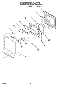 OVEN DOOR PARTS Diagram and Parts List for YGSC278PJQ2  Whirlpool Microwave Oven Combo