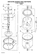 AGITATOR, BASKET AND TUB PARTS Diagram and Parts List for 3RGSC9400SL0  Whirlpool Washer