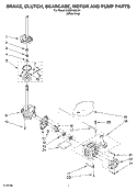 BRAKE, CLUTCH, GEARCASE, MOTOR AND PUMP PARTS Diagram and Parts List for LSB6400LW1  Whirlpool Washer