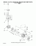 BRAKE, CLUTCH, GEARCASE, MOTOR AND PUMP PARTS Diagram and Parts List for 7MWT98965WW1  Whirlpool Washer