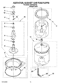 AGITATOR, BASKET AND TUB PARTS Diagram and Parts List for YMET3800TW0  Whirlpool Washer Dryer Combo