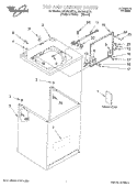 TOP AND CABINET, LITERATURE Diagram and Parts List for GSQ9612KT0  Whirlpool Washer