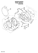 DOOR PARTS, OPTIONAL PARTS (NOT INCLUDED) Diagram and Parts List for WED9600SU0  Whirlpool Dryer
