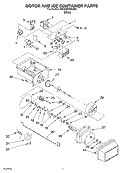 MOTOR AND ICE CONTAINER Diagram and Parts List for 3XES2SHGKQ00  Whirlpool Refrigerator