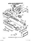 MOTOR AND ICE CONTAINER Diagram and Parts List for KSRB27QWWH00  KitchenAid Refrigerator