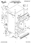 CABINET Diagram and Parts List for 4ET18ZKXBW00  Whirlpool Refrigerator
