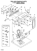 TOP AND CONSOLE PARTS Diagram and Parts List for LEQ9857LW1  Whirlpool Dryer