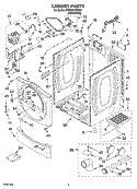 CABINET PARTS Diagram and Parts List for WGD8410SW0  Whirlpool Dryer