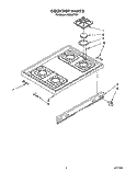COOKTOP Diagram and Parts List for FGS387YW1  Roper Range