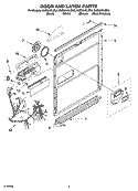 DOOR AND LATCH PARTS Diagram and Parts List for KUDI01DLBL3  KitchenAid Dishwasher